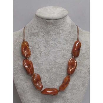 Galets résine marron collier femme