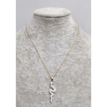 bijoux pendentif serpent ondulé strass acier doré