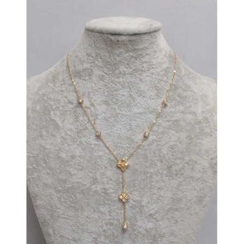 Steel descending clover pendant necklace