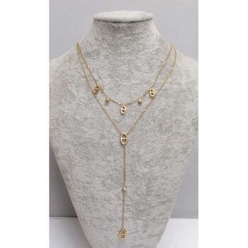 double chain marine link necklace in steel