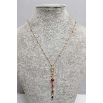 bijoux collier cristal couleurs divers formes en acier