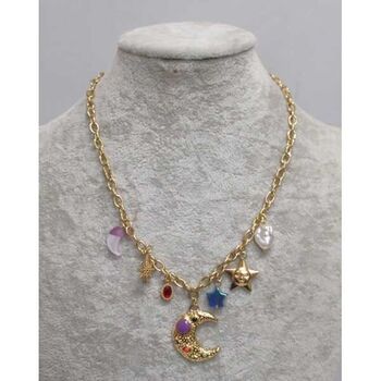 bijoux collier lune étoile soleil breloques en acier doré