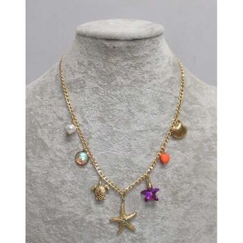 Starfish and Turtle Shell Pendant Necklace Jewelry