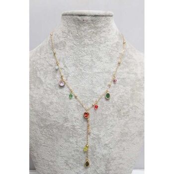 bijoux collier cristal couleurs et breloques en acier