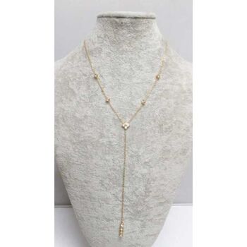 Y-shaped steel jewelry with a crystal clover