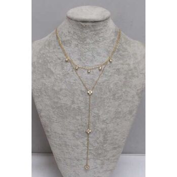 Steel Y-shaped jewelry with double clover chain