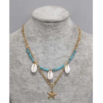 double chain steel jewelry turquoise cowrie starfish
