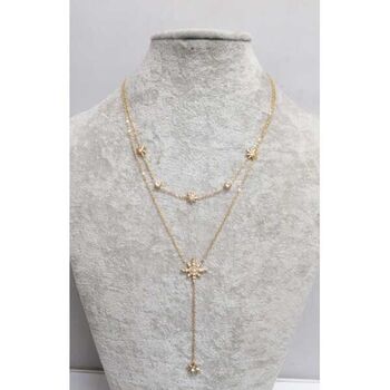 bijoux collier double étoile strass acier