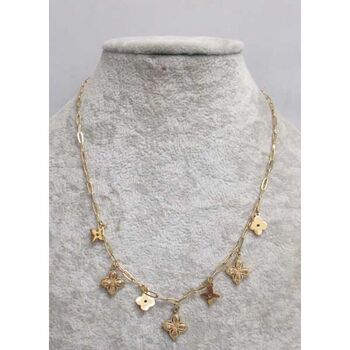 bijoux collier maillon trèfle et fleur acier inoxydable