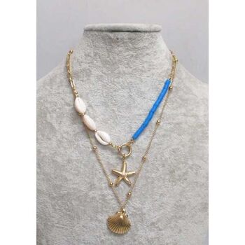 double chain steel jewelry cowrie shell starfish