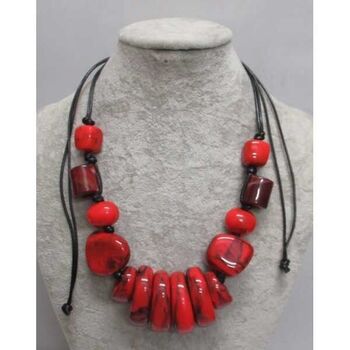 Red resin jewelry necklace