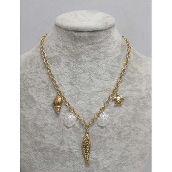bijoux collier acier breloques coquillage poisson tortue