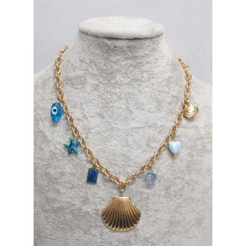 Collier bijoux maille acier apprêts mer bleu
