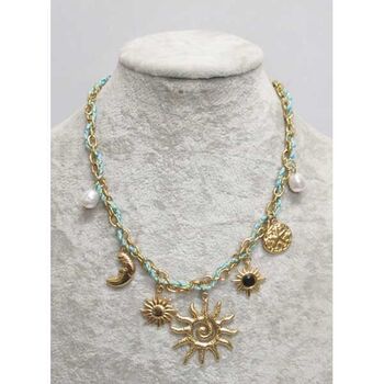 bijoux collier acier rayons soleil