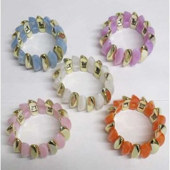 Bijoux jonc élastique couleur pastelles et doré
