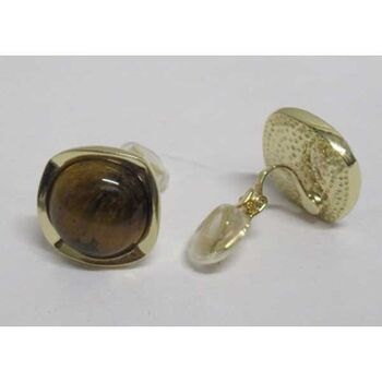 clip-on tiger's eye earrings
