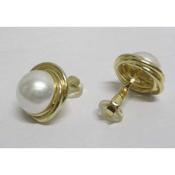 boucles d'oreilles perle bordée doré clipées