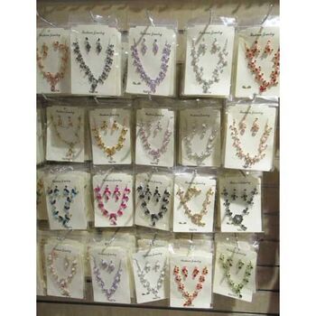 parure bijoux cristal fleur en lot