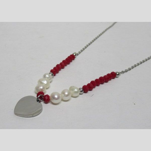 red pearl necklace jewelry heart 