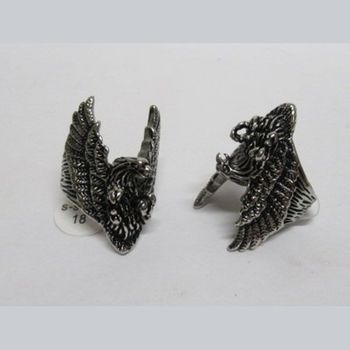 bague aigle biker ailes déployées acier