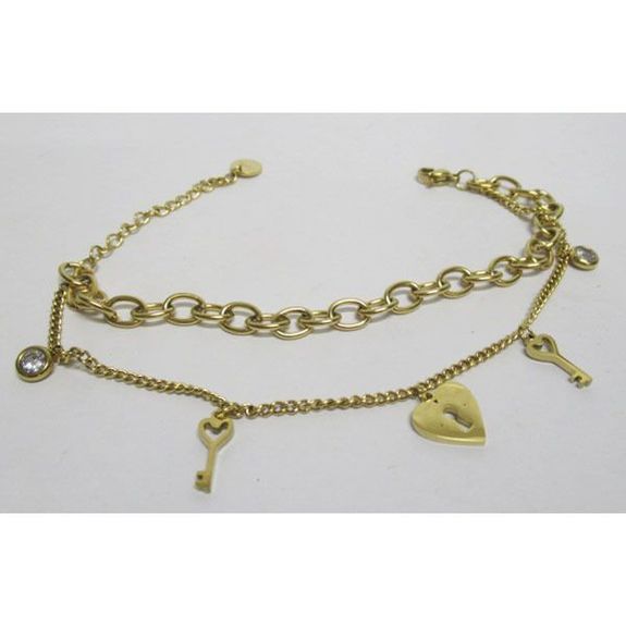 jewelry bracelet padlock key crystal golden steel accessoiresengros