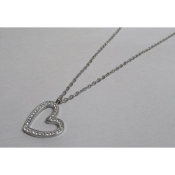 steel tilted heart pendant necklace jewelry