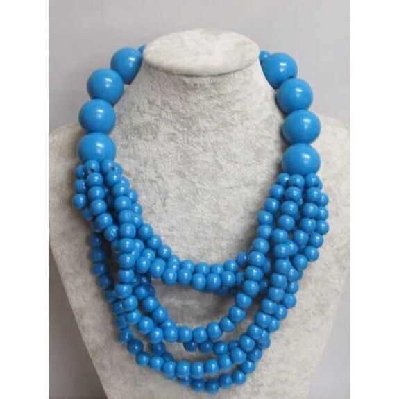 Collier style africain grosse boules bois