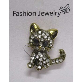 broche chat mignon doré