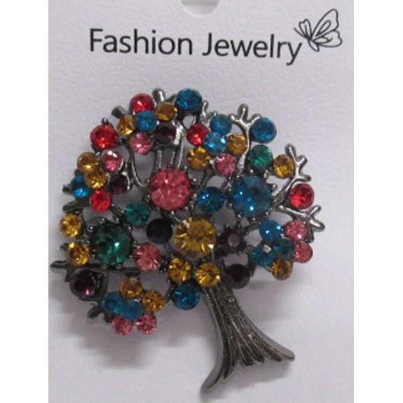 bijoux broche arbre de vie multicolore