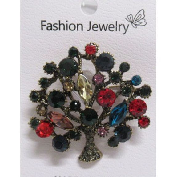 bijoux broche arbre de vie multicolore