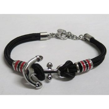 bijoux ancre marine acier inoxydable en bracelet cordon noir