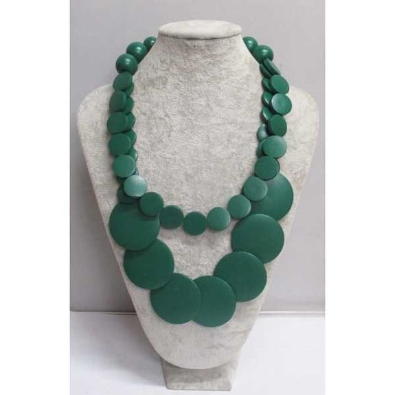 Bijoux bois en vert double rang