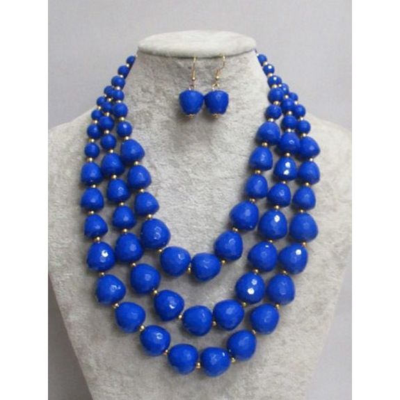 Jewelry 3 line necklace in blue