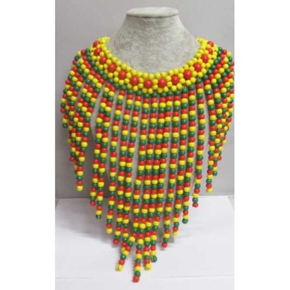 bijoux collier perle bois jamaique