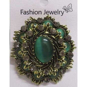 broche bijoux cristal vert superpose