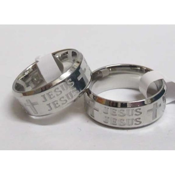 Jesus Christ ring in steel at wholesaler | accessoiresengros.com