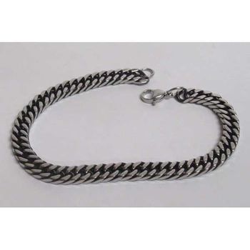gourmette bracelet argent noir en acier
