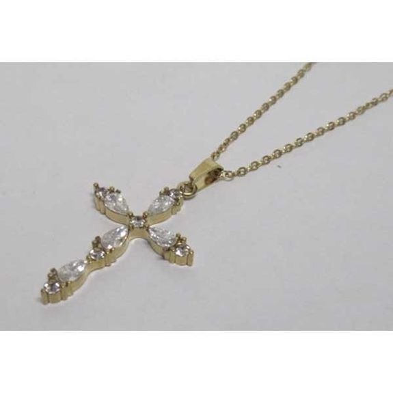Gold-plated steel cross jewelry with zircon