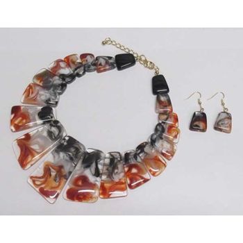 wide brown black necklace