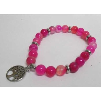 bracelet pierre agate rose arbre de vie