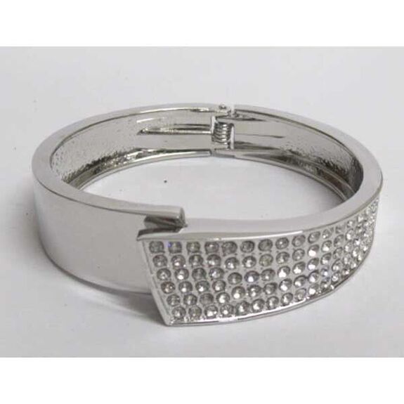 women's silver bangle bracelet with rhinestones