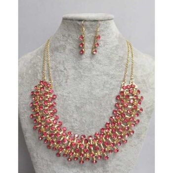bijoux strass fushia collier boucles