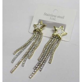 Jewelry earrings star mother-of-pearl pendant rhinestones gold-plated steel