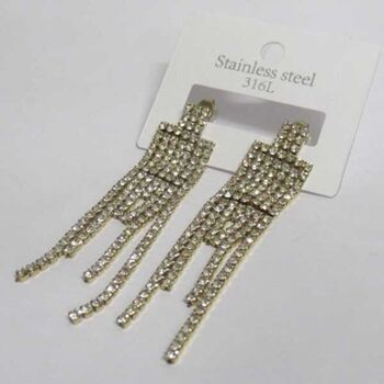 steel earrings with rhinestone drops