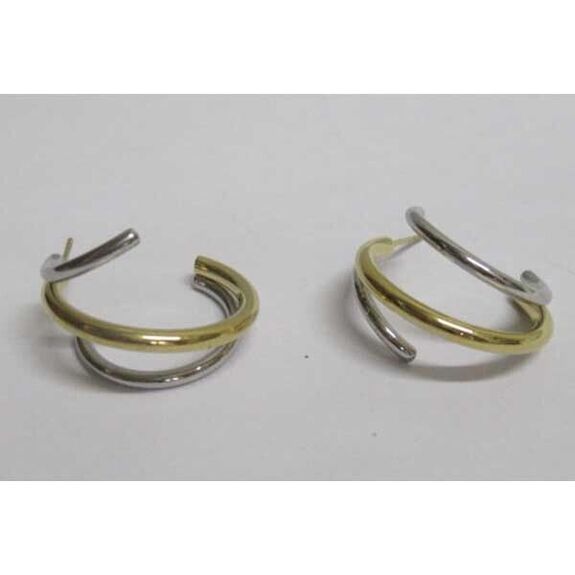 boucles d'oreilles courbes argente doré en acier inoxydable