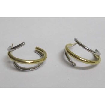 curved silver and gold stainless steel earrings
