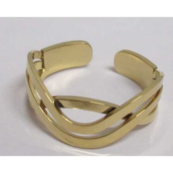 bague vague dore argentée en acier inoxydable