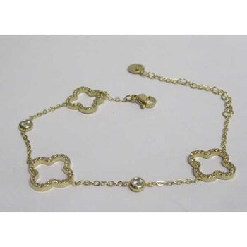 bracelet fin trefle strass acier doré