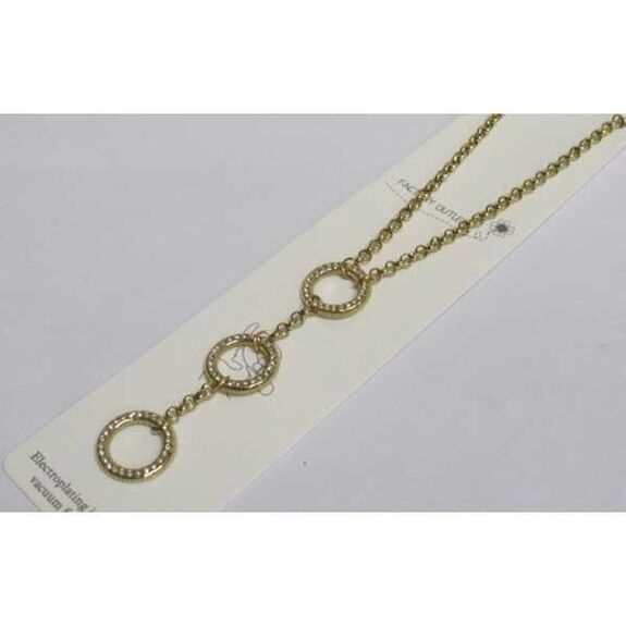 steel necklace 3 circles rhinestone steel pendants