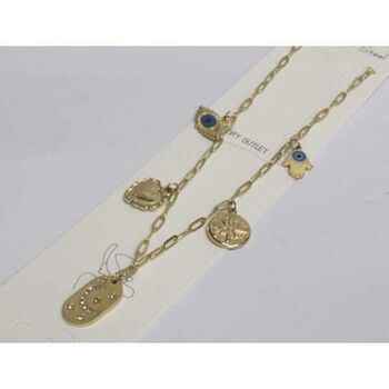 steel moon hand eye charm pendant necklace